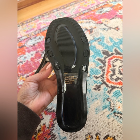 LAUREN LORRAINE “BIANCA” BLACK RHINESTONE SLIDES - Picture 5 of 6